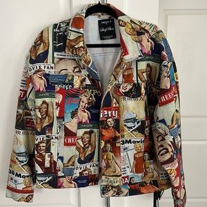 Forever 21 men sz M denim Marilyn Monroe jean jacket